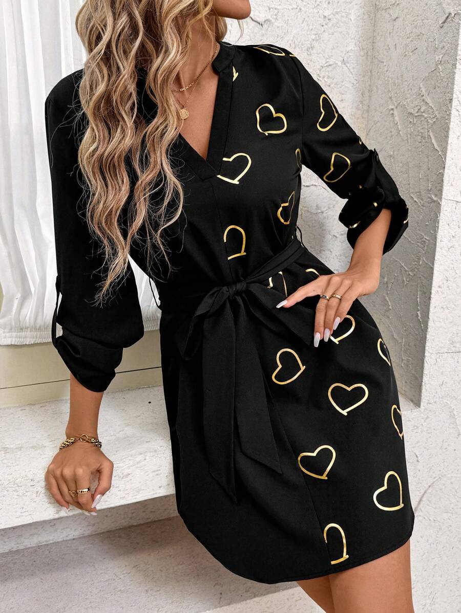 SHEIN Clasi Women's Golden Short Dress For New Year And Valentine's Day