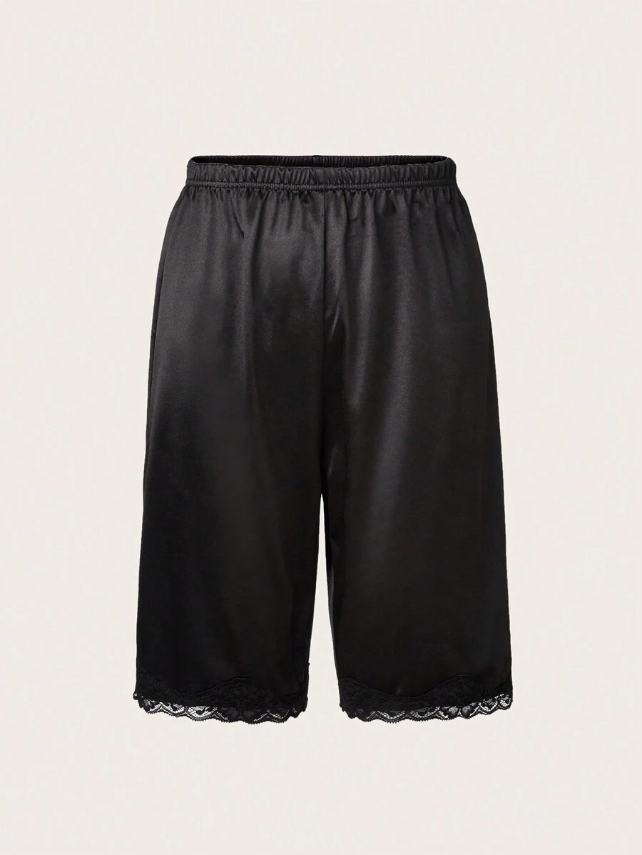 SHEIN LUNE Kanten camisole shorts, dun en geschikt voor de zomer, kan als bovenkleding worden gedragen, niet-krullende zoom