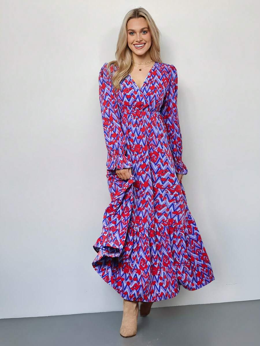 SHEIN LUNE Women's Casual Geometric Print Dress