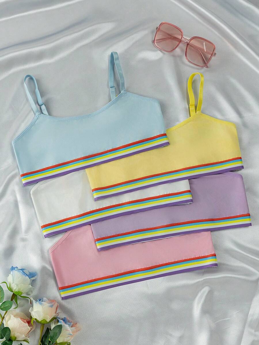5 pièces/Set Soutiens-gorge de sport décontractés multicolores pour adolescentes