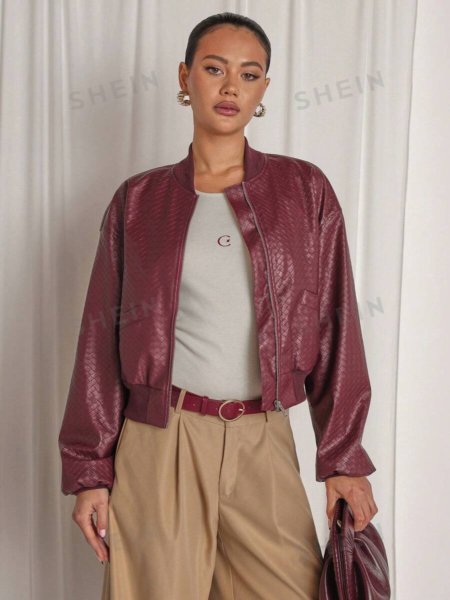 COSMINA Chaqueta casual con cremallera de color liso para mujer, de estilo minimalista para uso diario
