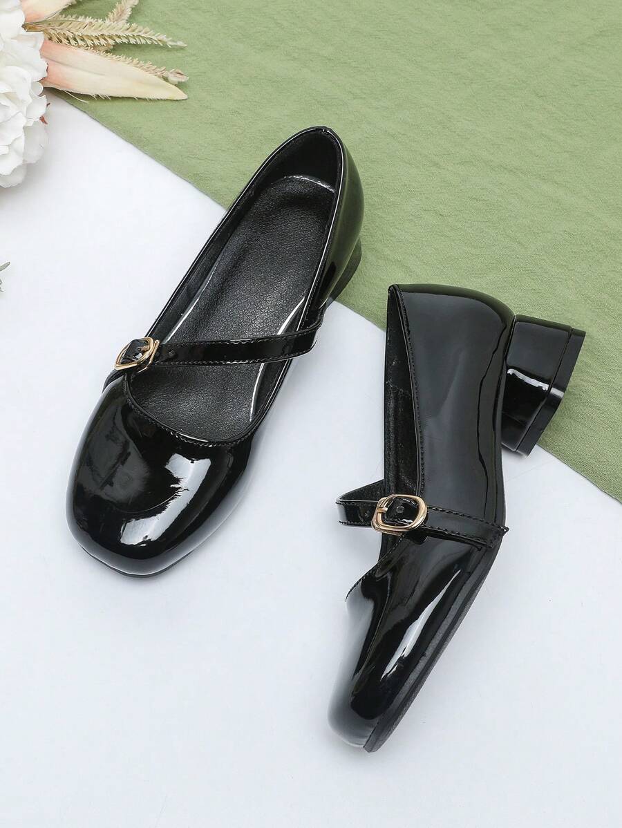 Metallic Decor Children's Fashion Shiny High Heel Casual Shoes