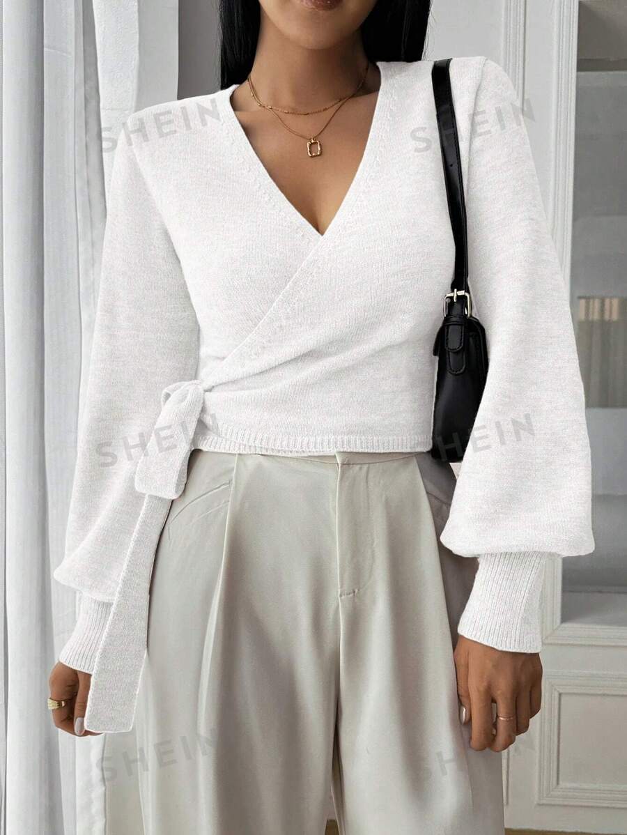 Calvaya Cárdigan con mangas abullonadas, cuello en V, ajuste en la cintura con lazo y estampado floral, casual y elegante para mujer