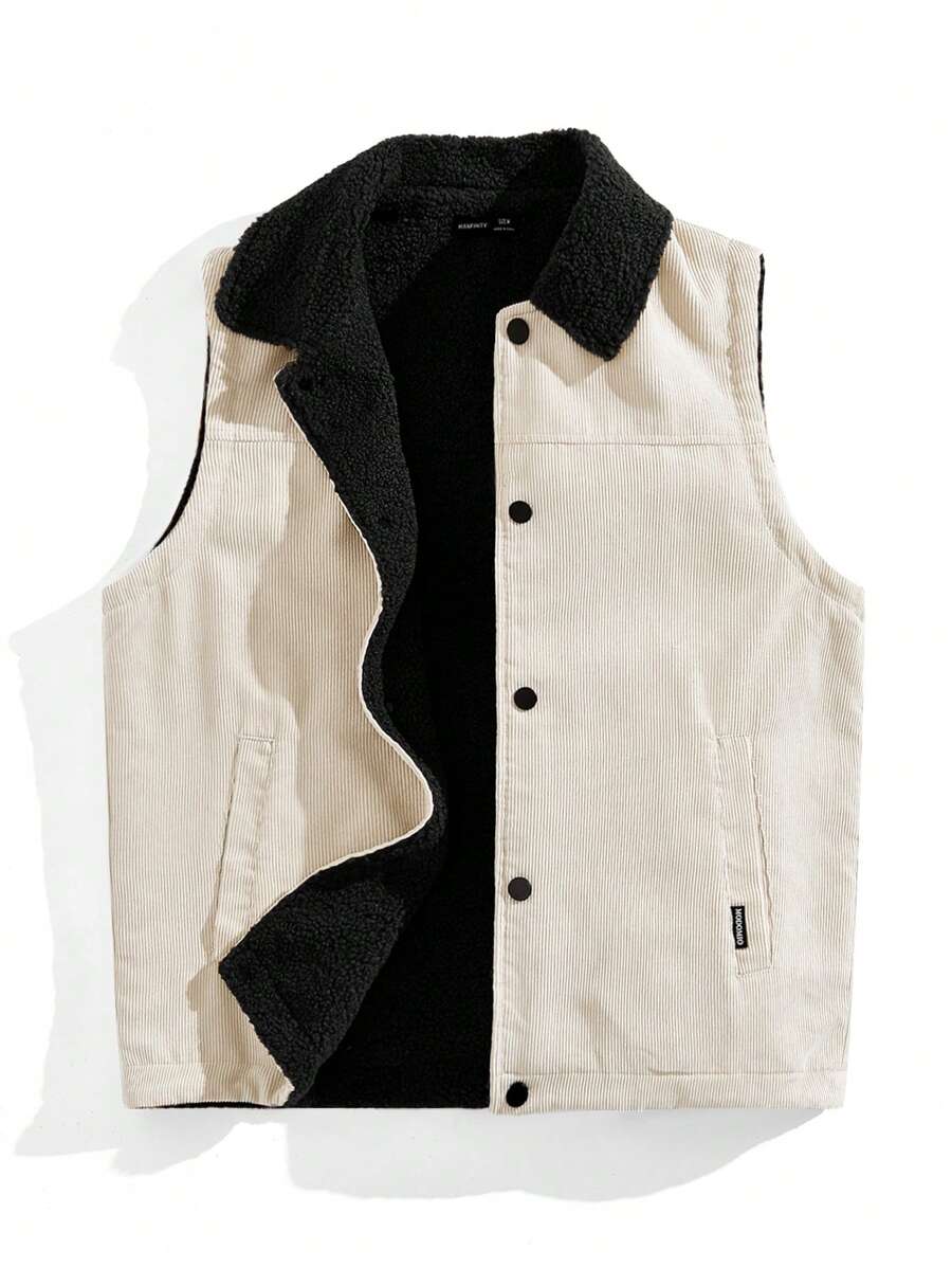 Manfinity VCAY Chaleco acolchado reversible casual de corte delgado tejido para hombres, apto para el invierno