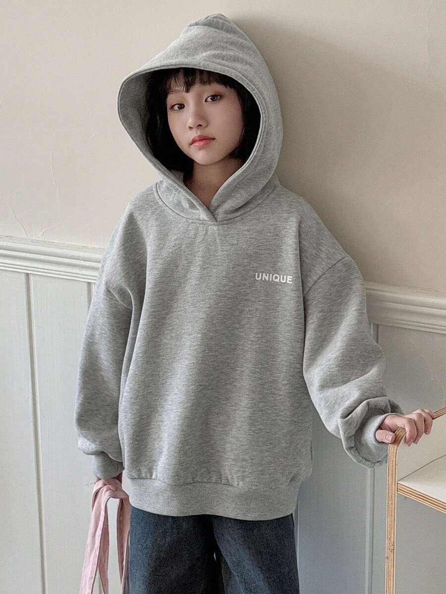 DAZY Tween Girl Letter Print Hooded Sweatshirt, Tween Girl Fall Clothes,Back To School Clothes