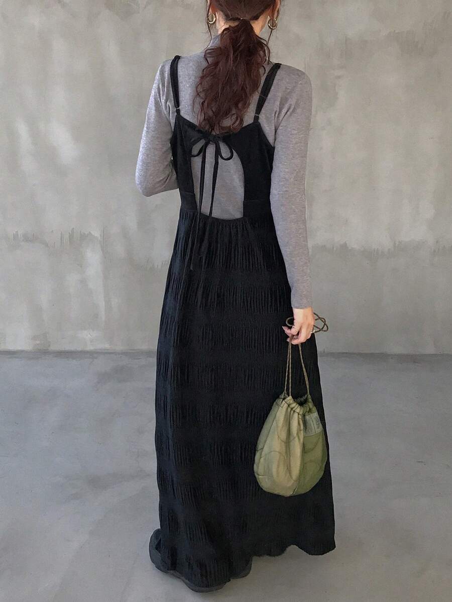FRIFUL Women's Casual Minimalist Solid Color Backless Camisole Dress
