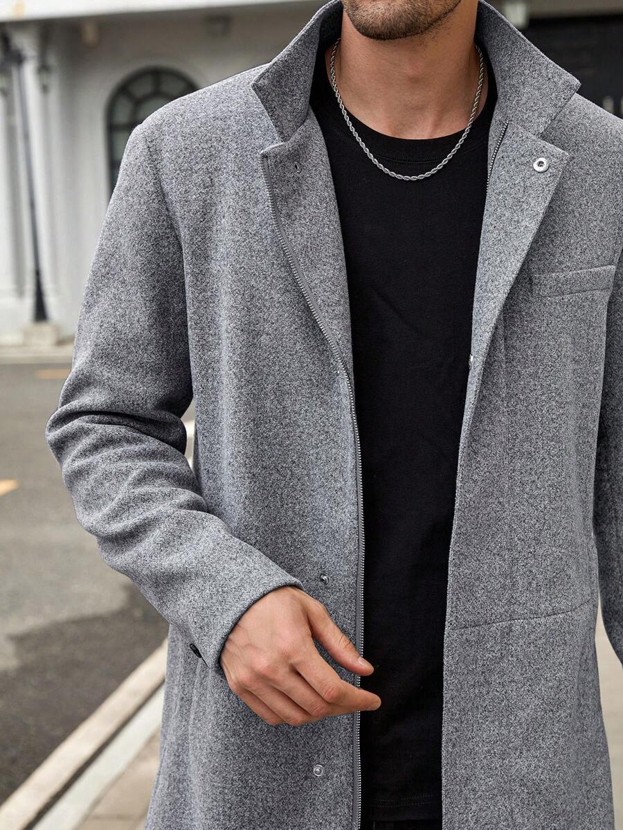 Manfinity VCAY Men's Woven Stand Collar Slim Fit Long Sleeve Casual Jacket, Suitable For Autumn/Winter