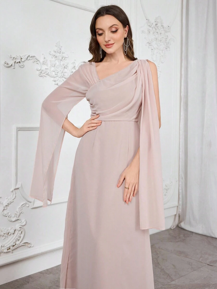 Modelyn Women's Solid Color Mesh Contrast Sleeveless Simple Long Dress Long Evening Dresses