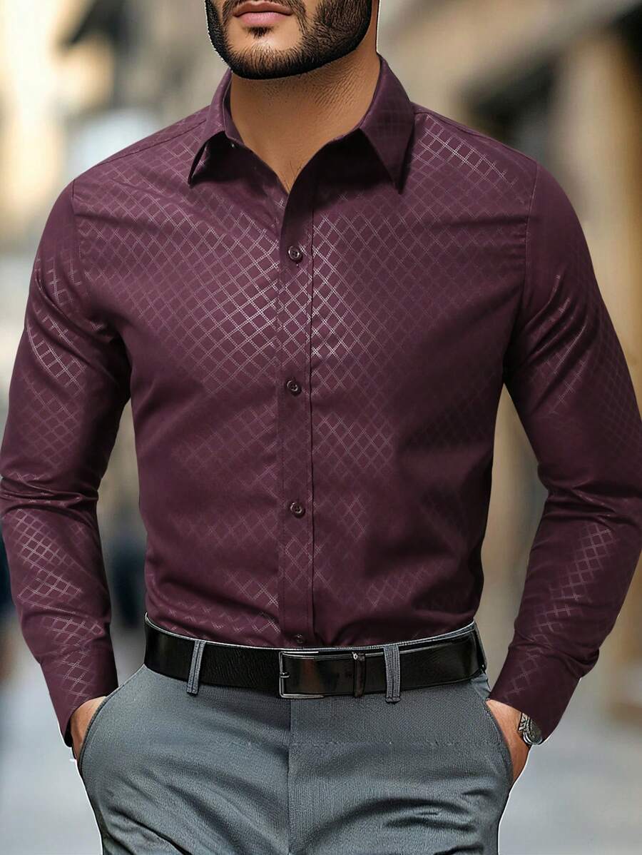 Manfinity Homme Camicia casual da uomo in flanella a quadri monopetto a maniche lunghe, adatta per l'autunno