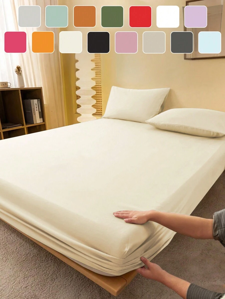 2/3pcS Solid Color Black Fitted Sheet Set (1Pc Fitted Sheet+1/2pcs Pillowcases), Mattress Protector, Mattress Cover For Bed, Bed Sheet Set, Soft And Breathable, For All Size Bed -Twin, Full, King, Queen Size Sheet Deep Pocket Up To 11.8 Inch Home Textile