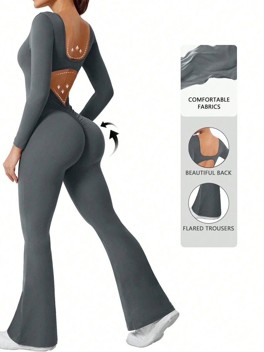Seamless High Stretch V-Back Butt-Lifting Workout Jumpsuit
