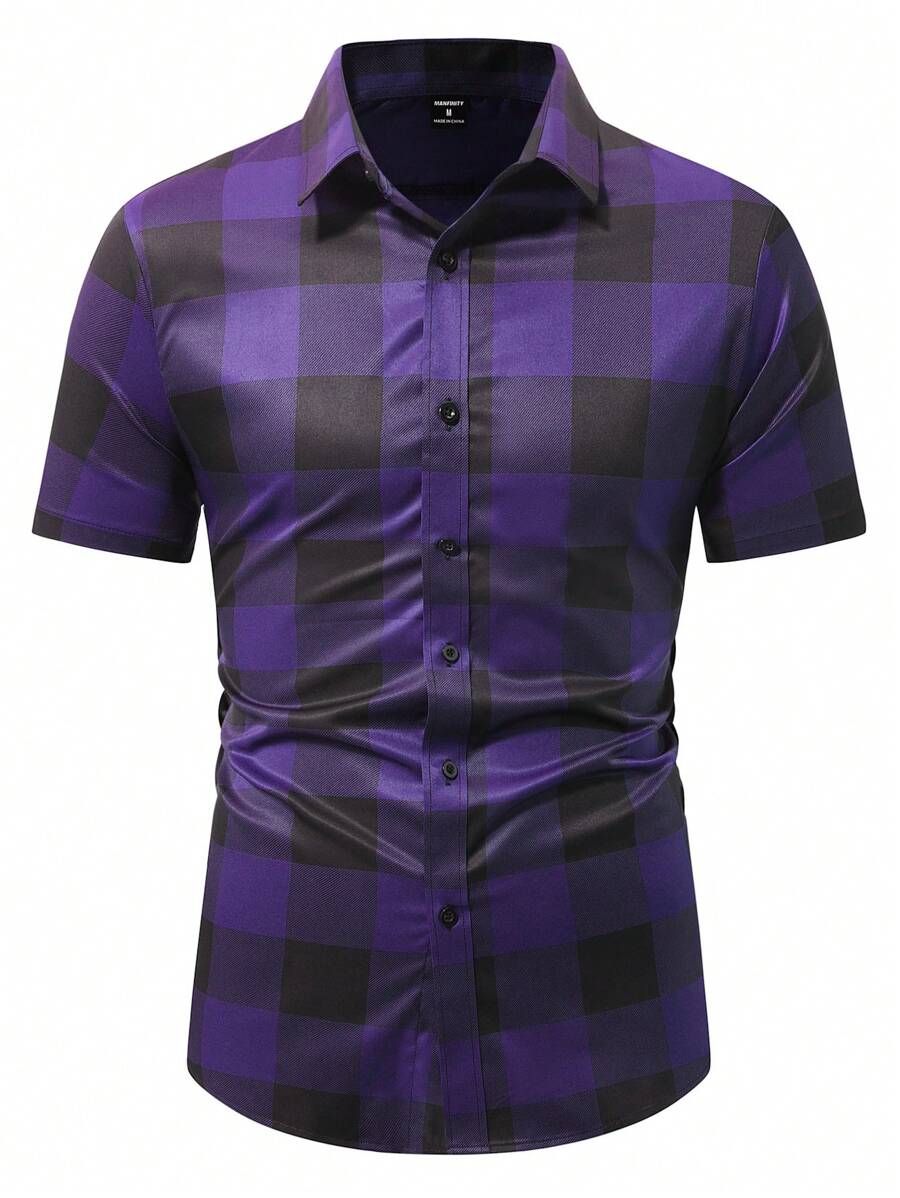 Manfinity Homme Simple Fashion Casual Short Sleeve Shirt For Daily Wear