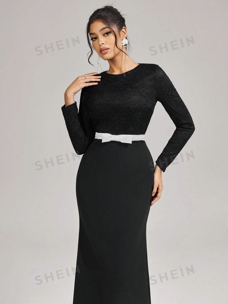SHEIN Belle Vestido de fiesta elegante para mujer, moda de otoño e invierno para banquetes, fiestas, elegante vestido diario de celebridades de internet, vestido formal para cenas, fiestas de baile, Navidad, Año Nuevo, San Valentín, vestido de invitada de boda, para invierno y primavera