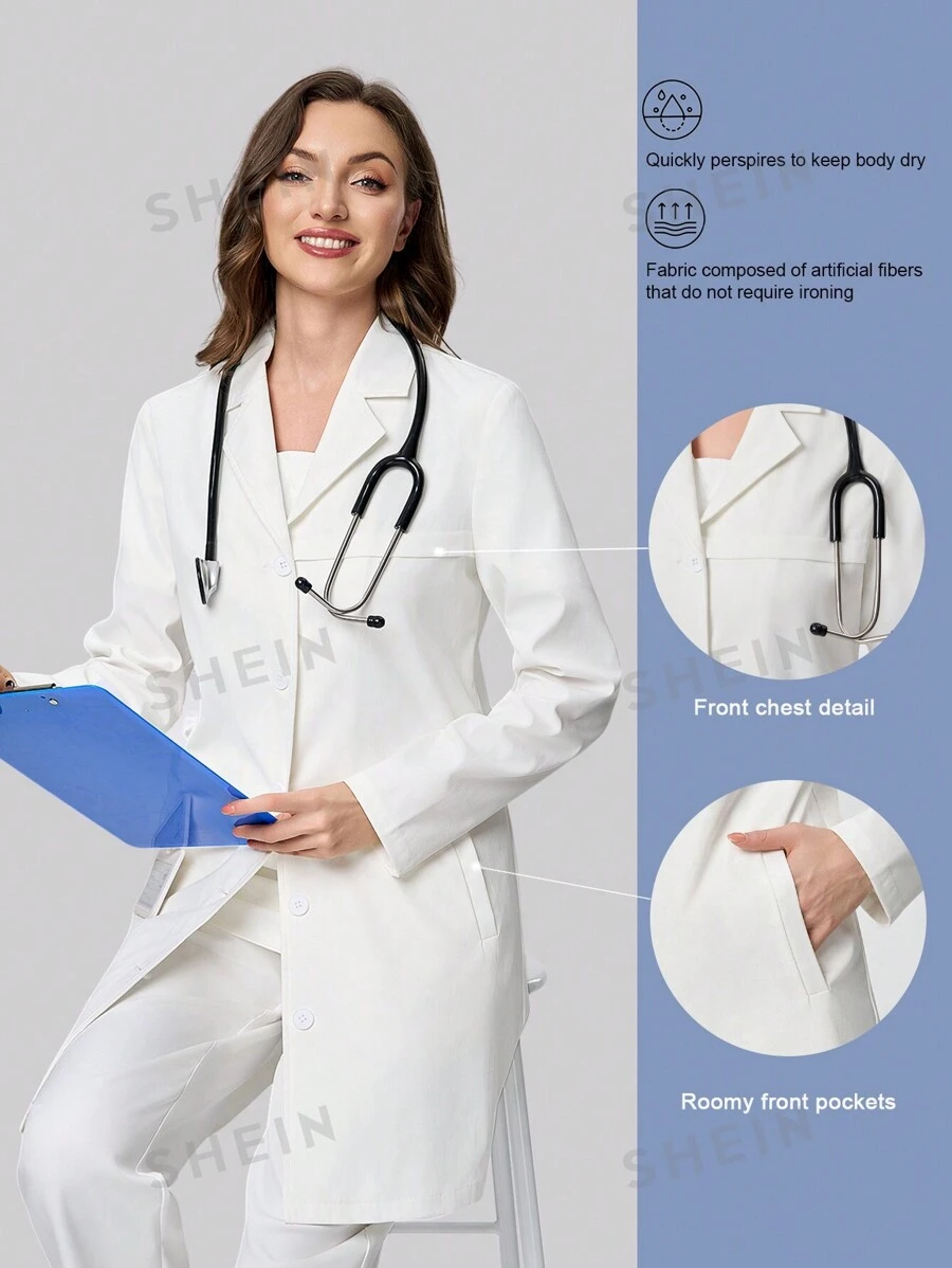 Scrubzie Bata de laboratorio antiarrugas/Bata blanca