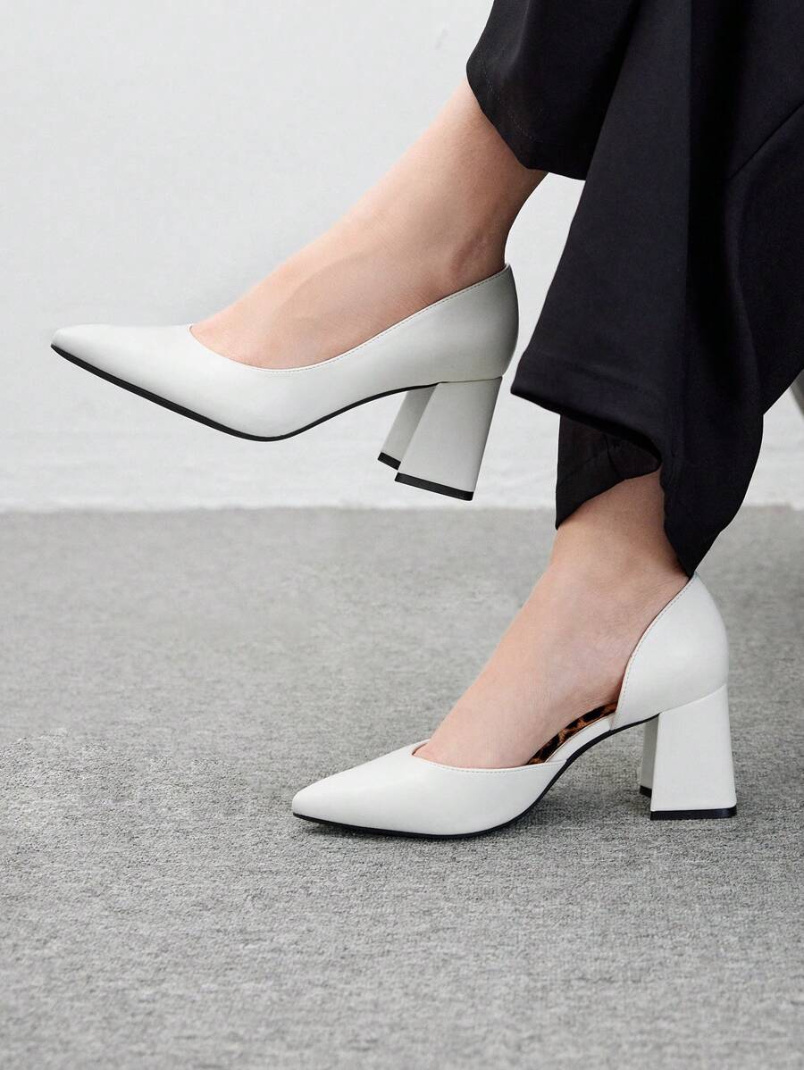 CUCCOO BIZCHIC Pointed Toe Chunky High Heel Casual Women Pumps For Christmas And New Year Holiday Vibe Fall And Winter