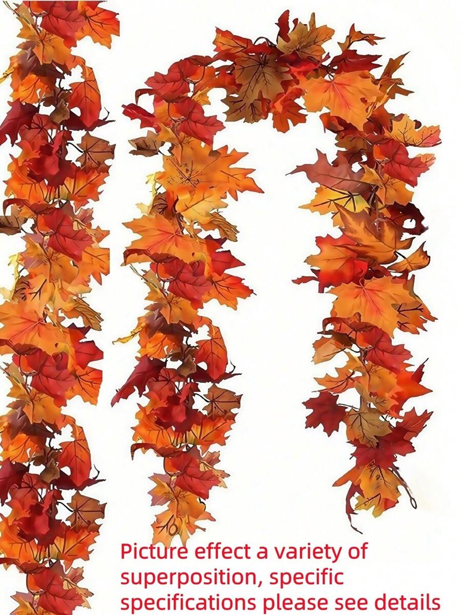 1Pc 2M Long Artificial Autumn Maple Leaf Garland Simulation Plant, Autumn Hanging Autumn Leaf Vine, 7 Styles Available, Suitable For Weddings, Dinner Decorations, Suitable For Gardens, Stairs, Corridors, Dining Tables, Curtain Decorations, Home Decorations, Autumn Decorations
