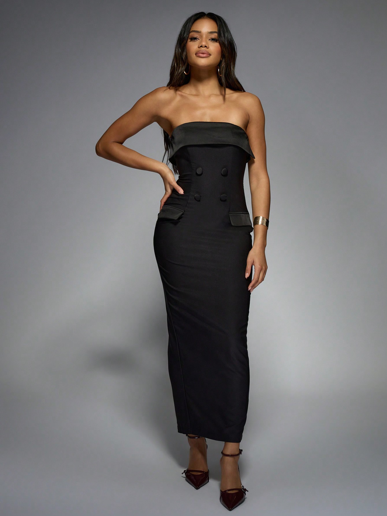 MISSGUIDED Tuxedo Midaxi Dress｜MISSGUIDED