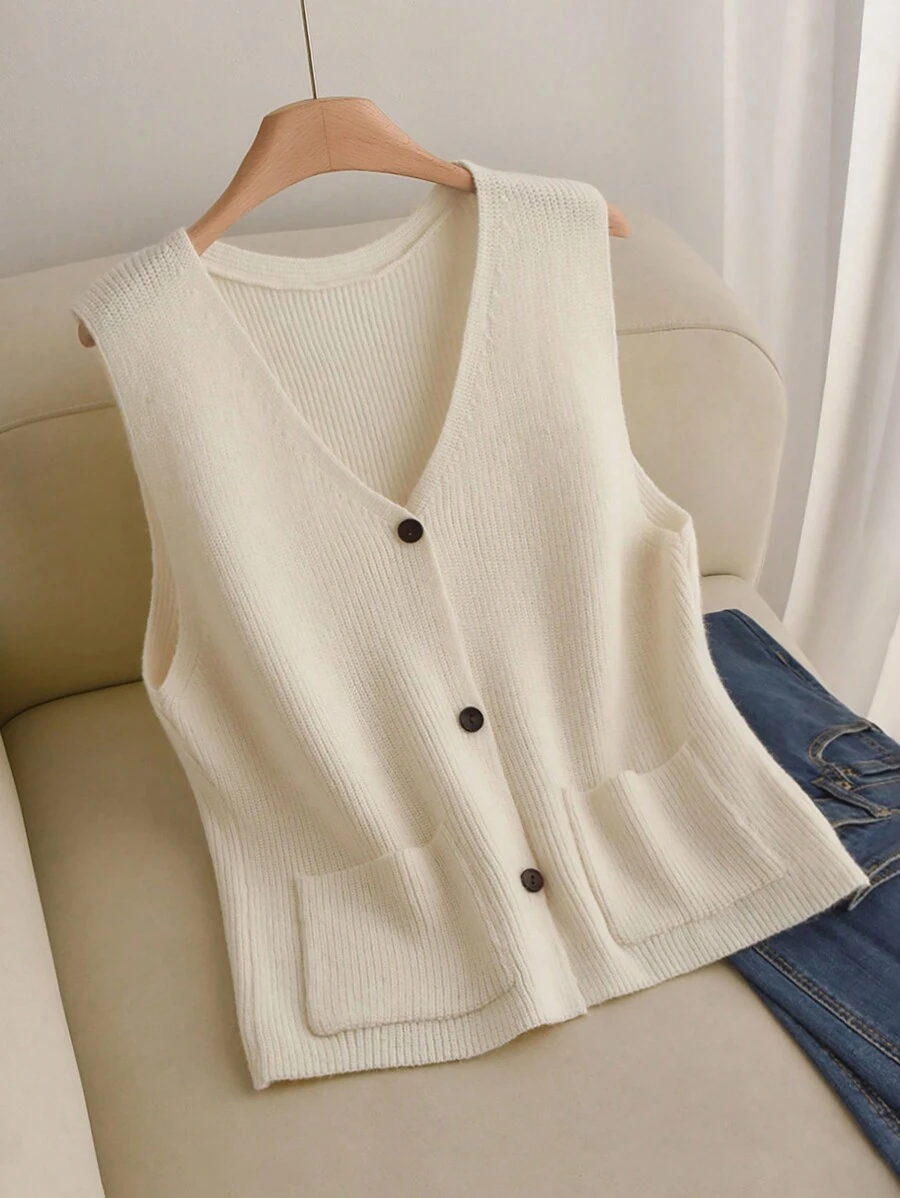 CosyJoli Gilet-cardigan élégant casual à poches, grande taille