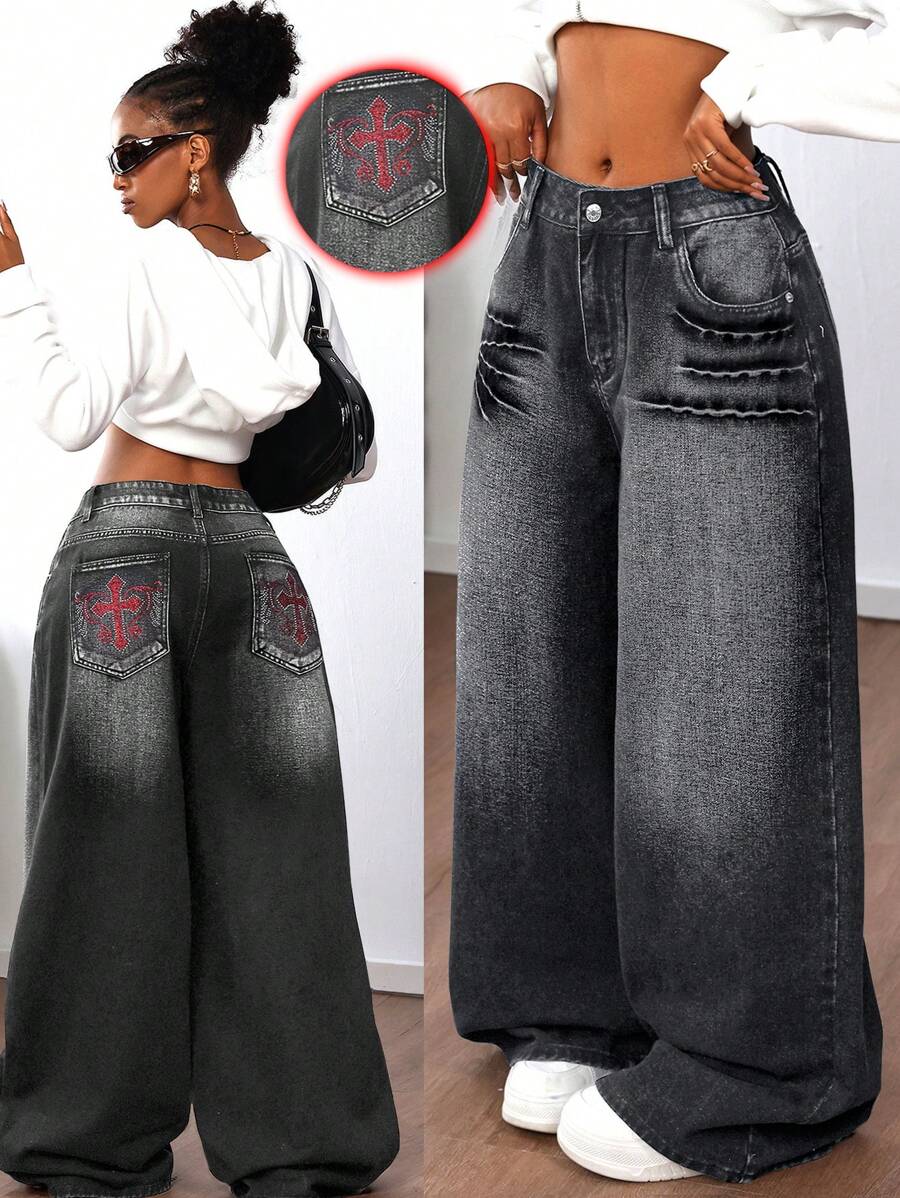 SHEIN ICON Women's Casual Denim Jeans, & Minimalist For Everyday Wear, Baggy Women Jeans
