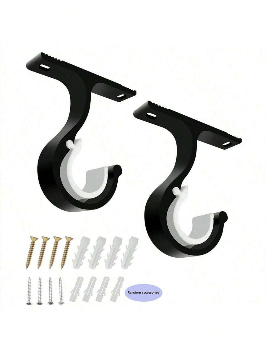 SHEIN 2pcs Adjustable Aluminum Alloy Single Rod Curtain Bracket, 20-28mm Curtain Hook Heavy Duty Fixed Rod Bracket With Screws For Curtain Or Wardrobe Rod Valentine's Day, Valentine's Day Wedding, Birthday, Bedroom Curtains