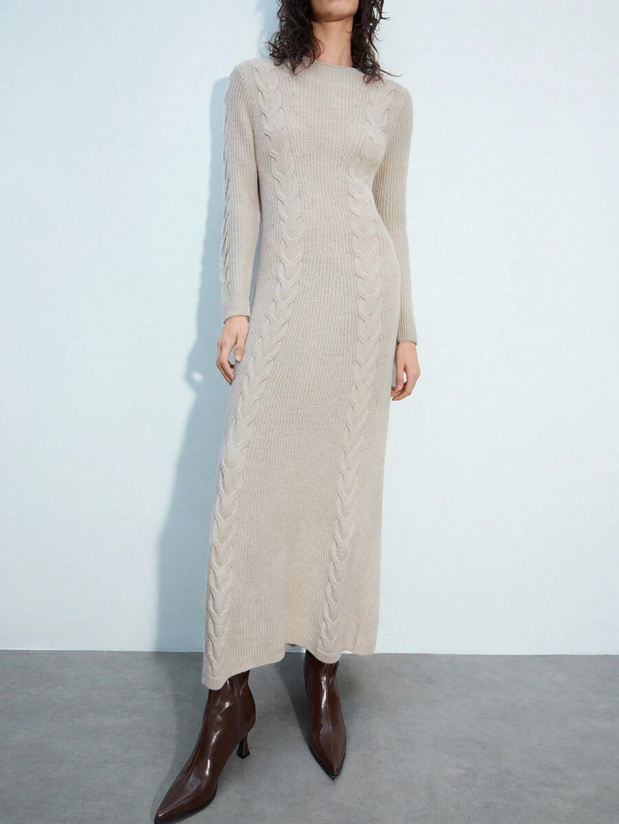 Maija Women's Solid Color Long Sleeve Slim Fit Long Sweater Dress Valentine's Day,Festival