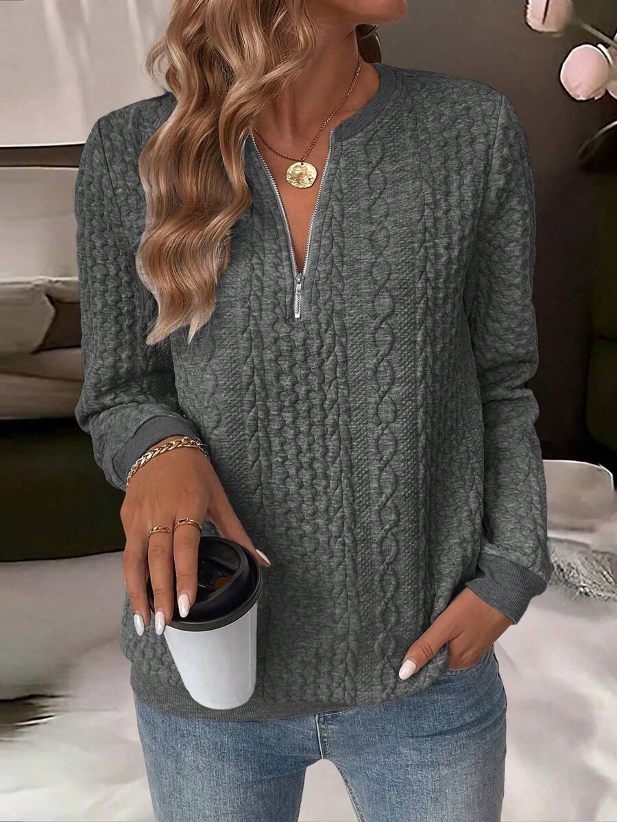 EMERY ROSE Women's Fashionable Half-Zip Casual Sweatshirt For Autumn/Winter