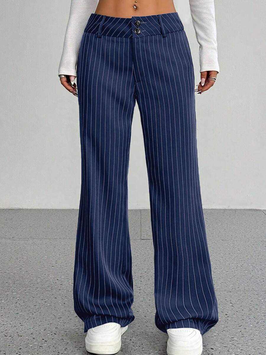 Flirla Women Striped Flare Casual & Work Pants