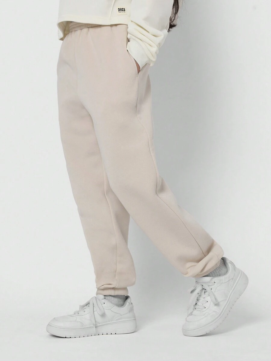 SUMWON Gezellige fleece joggingbroek, sportieve, actieve kleding, elastische enkelband, hardloop- en trainingskleding, perfect voor comfort in de herfst en winter.