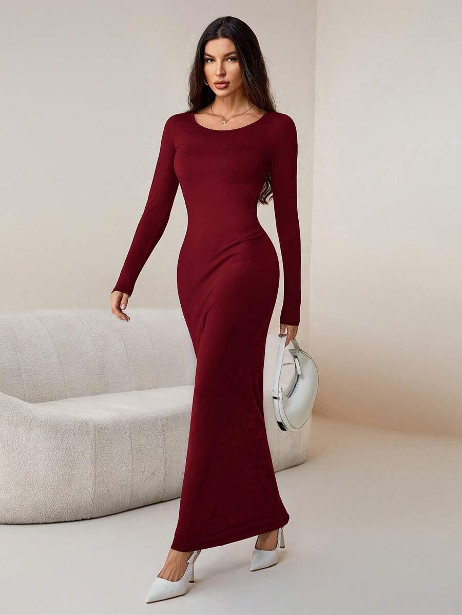 SHEIN Tall Black Knitted Women's Long Sleeve Dress