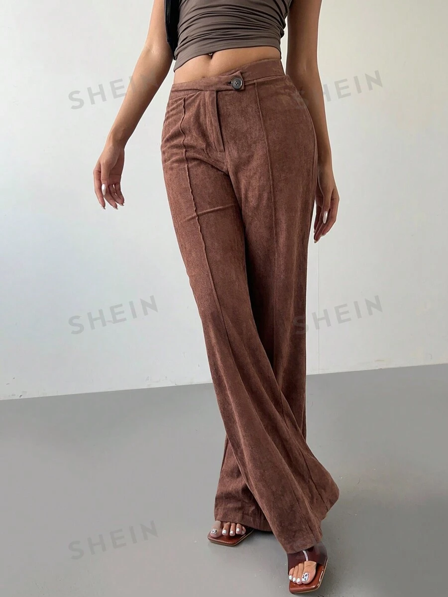 Aloruh Pantalones casuales rectos para mujer, tipo lápiz, color camello