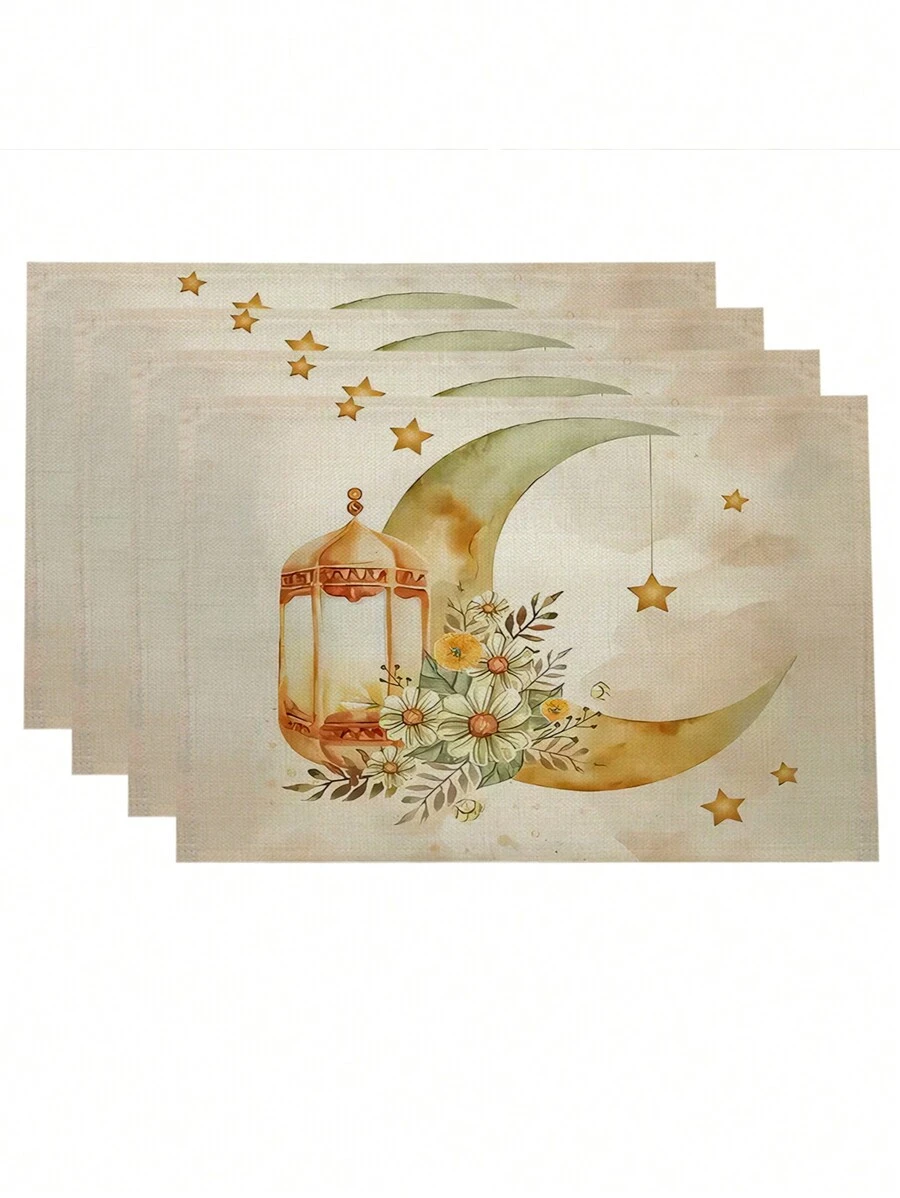 1/4/6 pièces Sets de table, Sets de table étoile lanterne pour le Ramadan, Sets de table saisonniers de printemps pour la célébration de l'Aïd al-Fitr, pour la maison et le restaurant