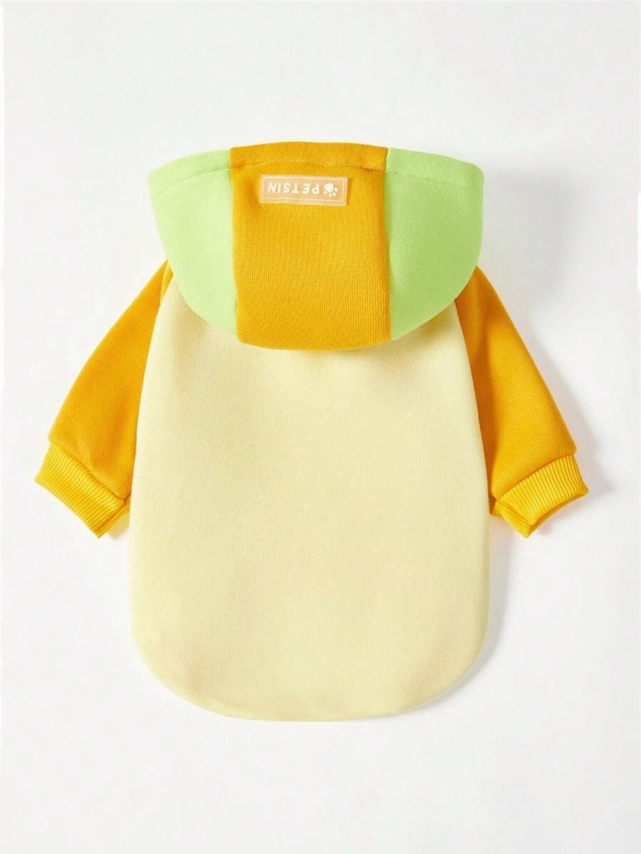 PETSIN 1 pièce sweat-shirt à capuche décontracté pour chien de compagnie avec design blocs de couleurs, jaune clair, jaune terre, vert fluorescent