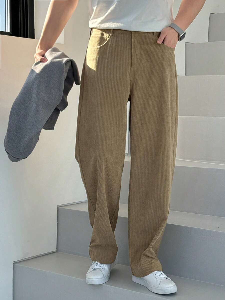DAZY Pantalones casuales de pierna recta de unicolor para hombres