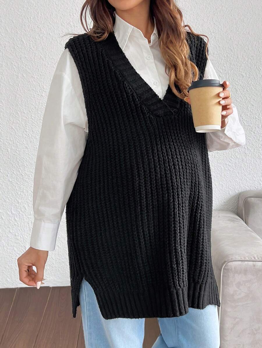 SHEIN Women Maternity Sweater Vest, Casual Commuter Essential, Autumn/Winter
