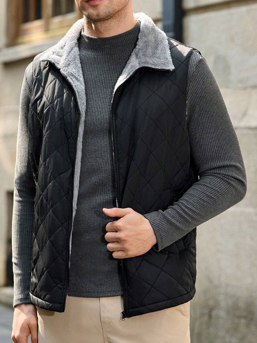 Manfinity VCAY Men's Woven Fitted Business Casual Vest, Suitable For Autumn/Winter