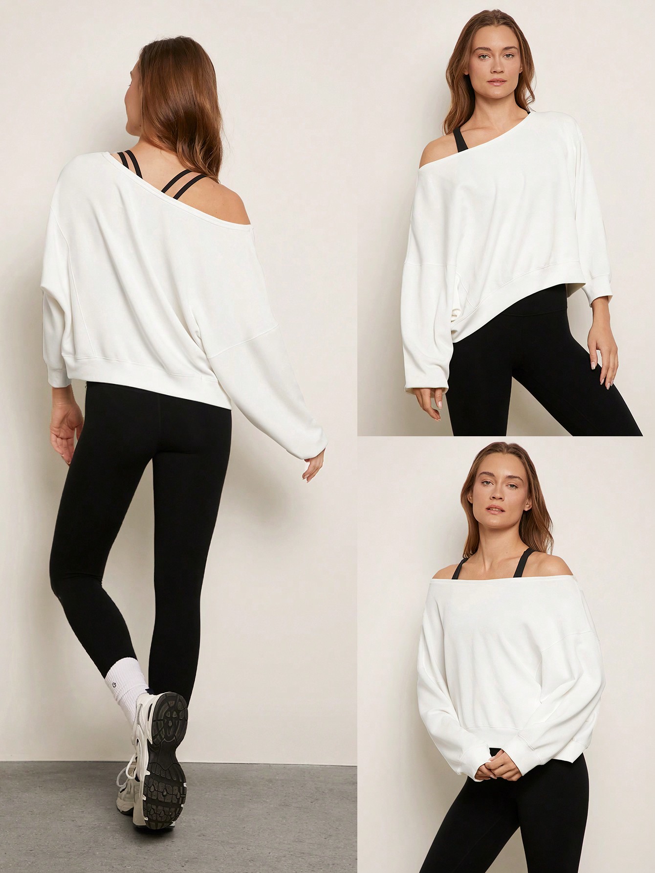 Modal Soft Oversized Off-Shoulder Sweatshirt Daily Casual