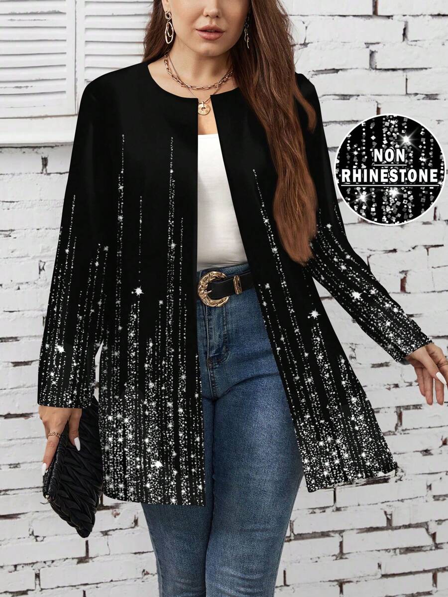 SHEIN LUNE Glitter Ombre Design Casual Regular Damesjas, Geschikt Voor Herfst/Winter