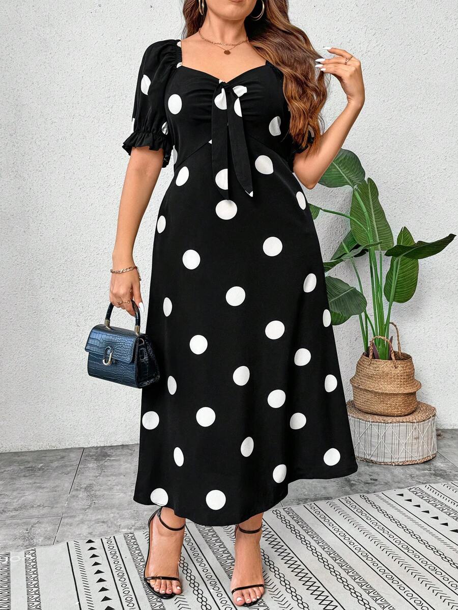 SHEIN Clasi Vestido de verano casual estampado de tejido para mujer talla grande