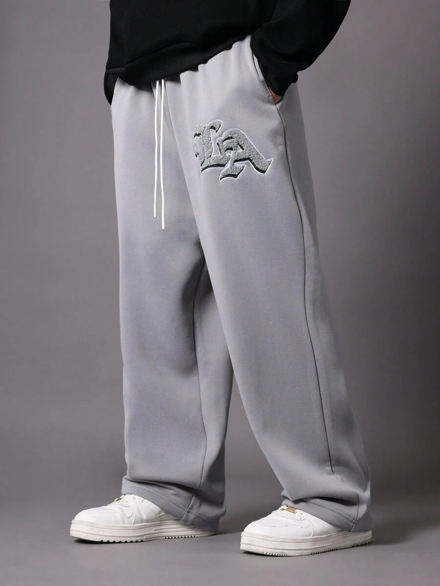 SUMWON Premium Drop Crotch Jogger Sweatpants Athletic Fleece Pants Relaxed Fit Drawstring Waistband Embroidered Logo Lounge Athleisure Winter Fall Comfort