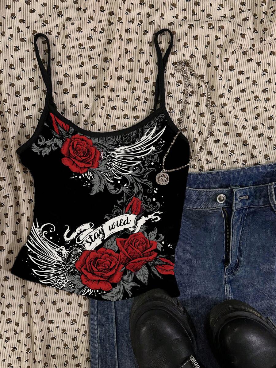 Attitoon Women's Casual Floral Print Sexy Camisole Camisole, Suitable For Summer