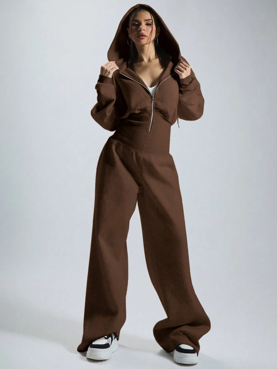 MUSERA Hooded Zip Through Jumpsuit Casual Spring Summer Vacation Spring Cute Airport Outfit
