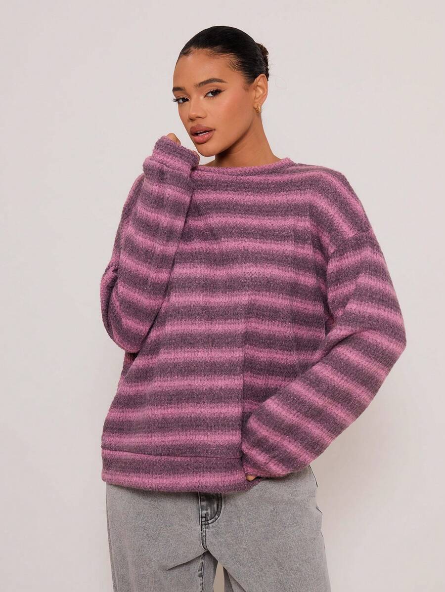 MUSERA Oversized Crew Neck Striped Jumper Spring Casual Y2k 90's Stripe Airport Outfits Holiday Graphic Oversized Sweater Fall Back To School