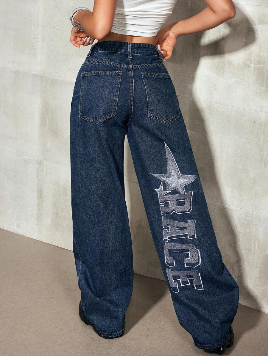 SHEIN EZwear Jeans casuales sencillos con bolsillo y detalles de botones delanteros para mujer