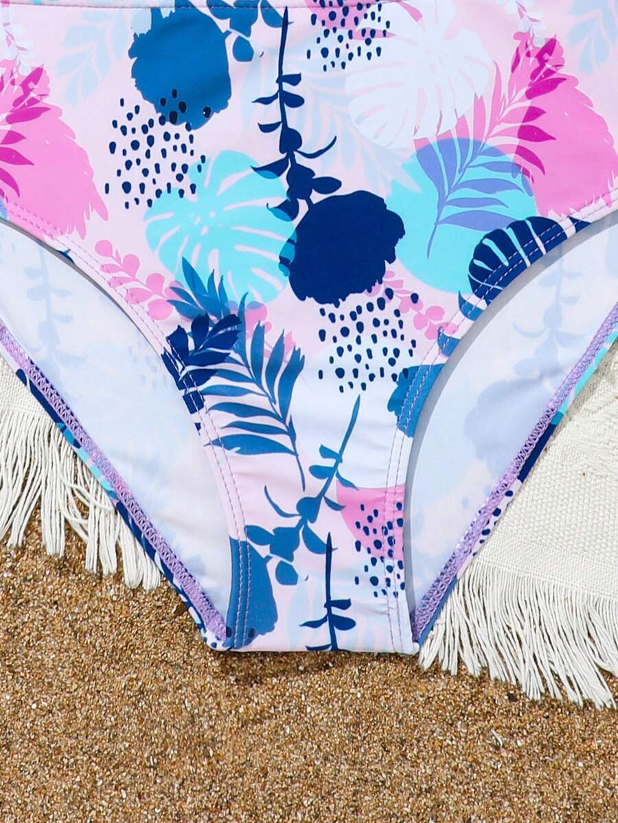 Shein Ensemble De Pi Ces Pour Pr Adolescentes Top Court Crois Unicolore Et Bikini Triangle