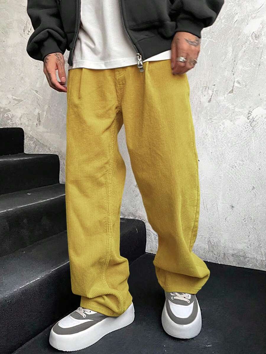 Manfinity Hypemode Men Casual Solid Drawstring Waist Pants