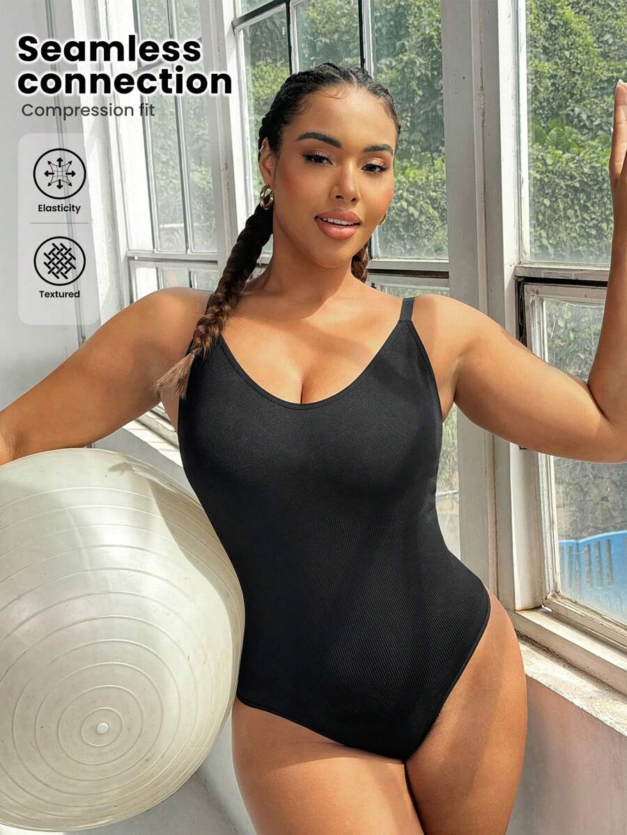 SHEIN Sport Studio Plus Size Women Seamless Strap Jumpsuit Activewear