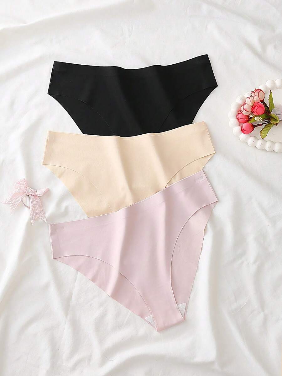 3pcs Minimalist Comfortable Seamless Underwear, Suitable For Teenagers And Daily Wear