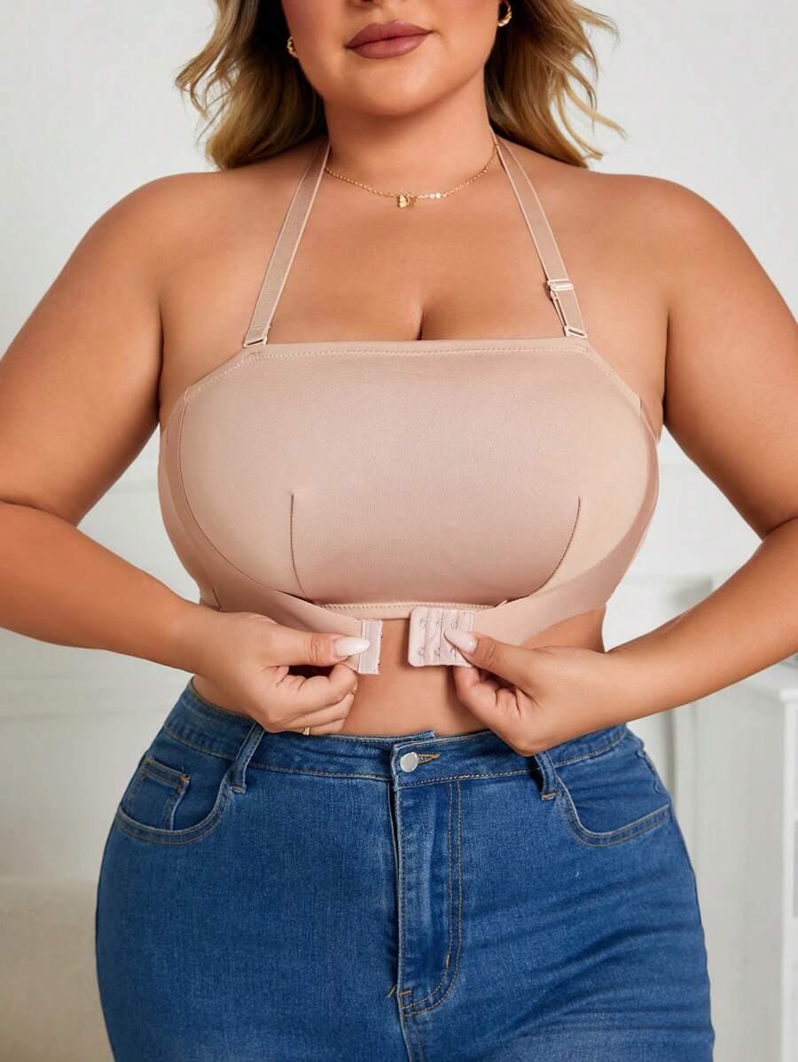 1 pièce Soutien-gorge à armature avec fermeture à crochets avant pour grande taille, design fin pour une grosse poitrine et pour éviter l'exposition