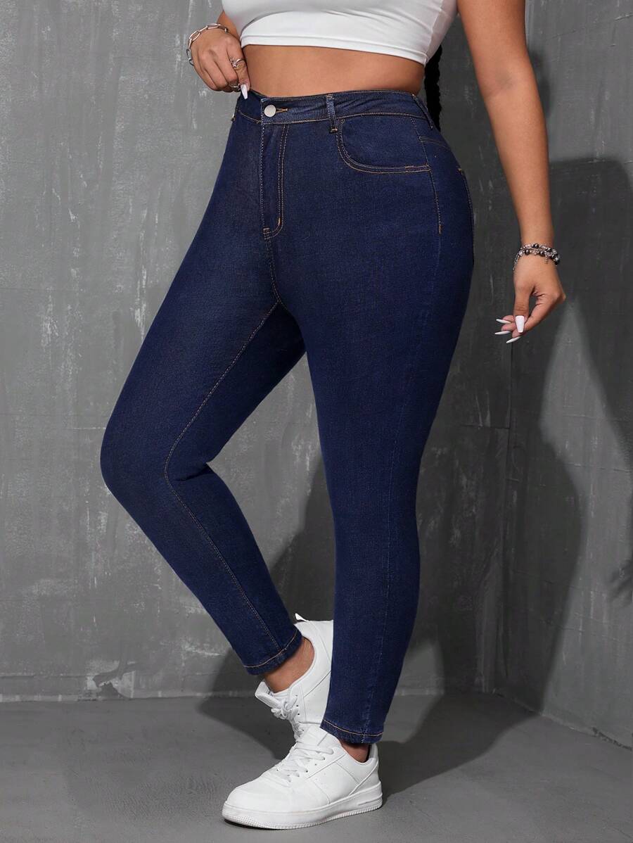 SHEIN EZwear Plus Size Casual Denim Jeans, Minimalist Fashion For Everyday Wear