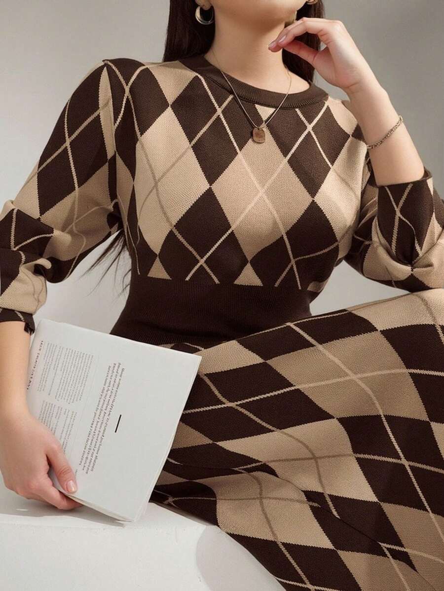 Modelyn Plus Size Casual Pullover Sweater Dress, Simple & Fashionable For Everyday Wear